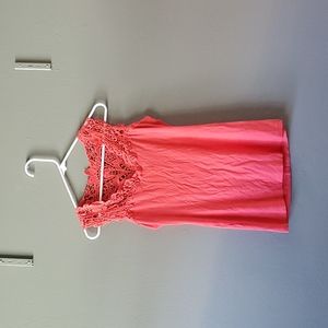 Patty Boutik Bright Coral Crochet Lace Tank